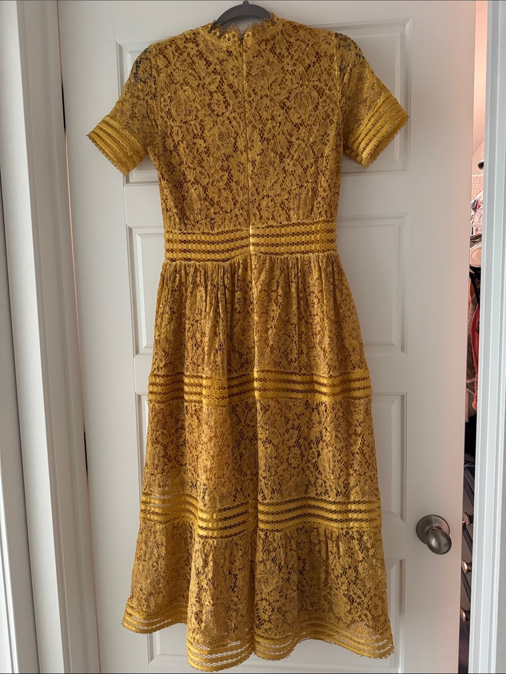 Baltic Born Mustard Yellow Lace Midi Dress - Picture 3 of 4